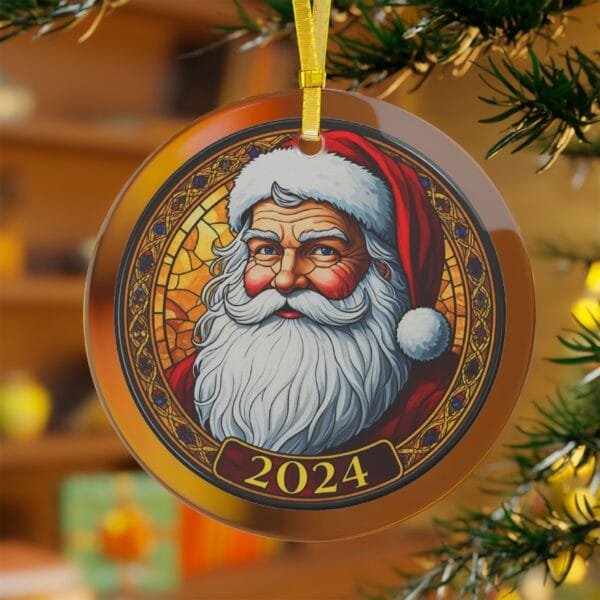 Santa Claus Glass Ornament